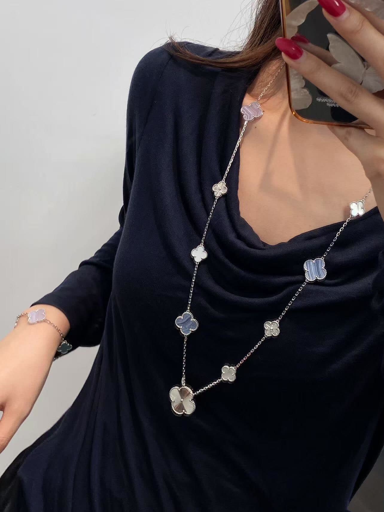 Van Cleef & Arpels Alhambra Gold and Opal Necklace